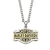 Harley-Davidson® Stainless Steel Brass Bar Shield Logo Pendant and Necklace Mod Jewelry®HSN0045