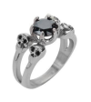 Ladies Four Skull Black Ice Stone Ring Stainless Steel  Sizes 5-10