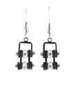 Ladies Mini Black Stainless Steel Bling Motorcycle Bike Chain Earrings