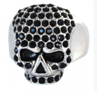 Ladies Skull Bling Ring Imitation Black Diamonds  Sizes 5-10 