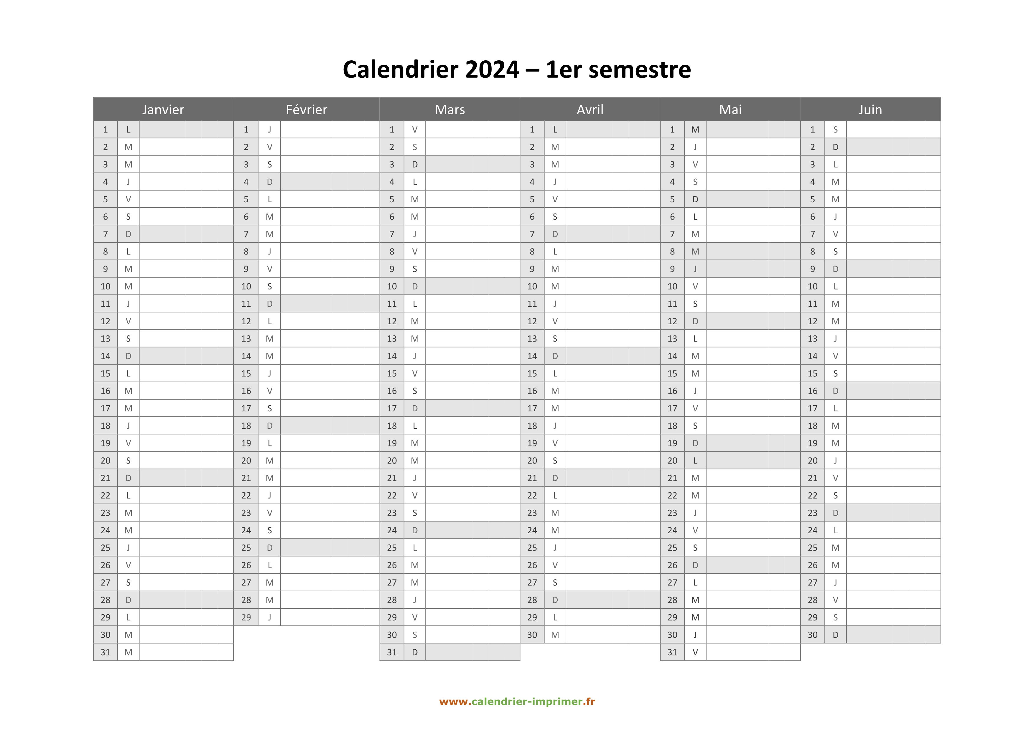 Calendrier Annuel 2024 A Imprimer