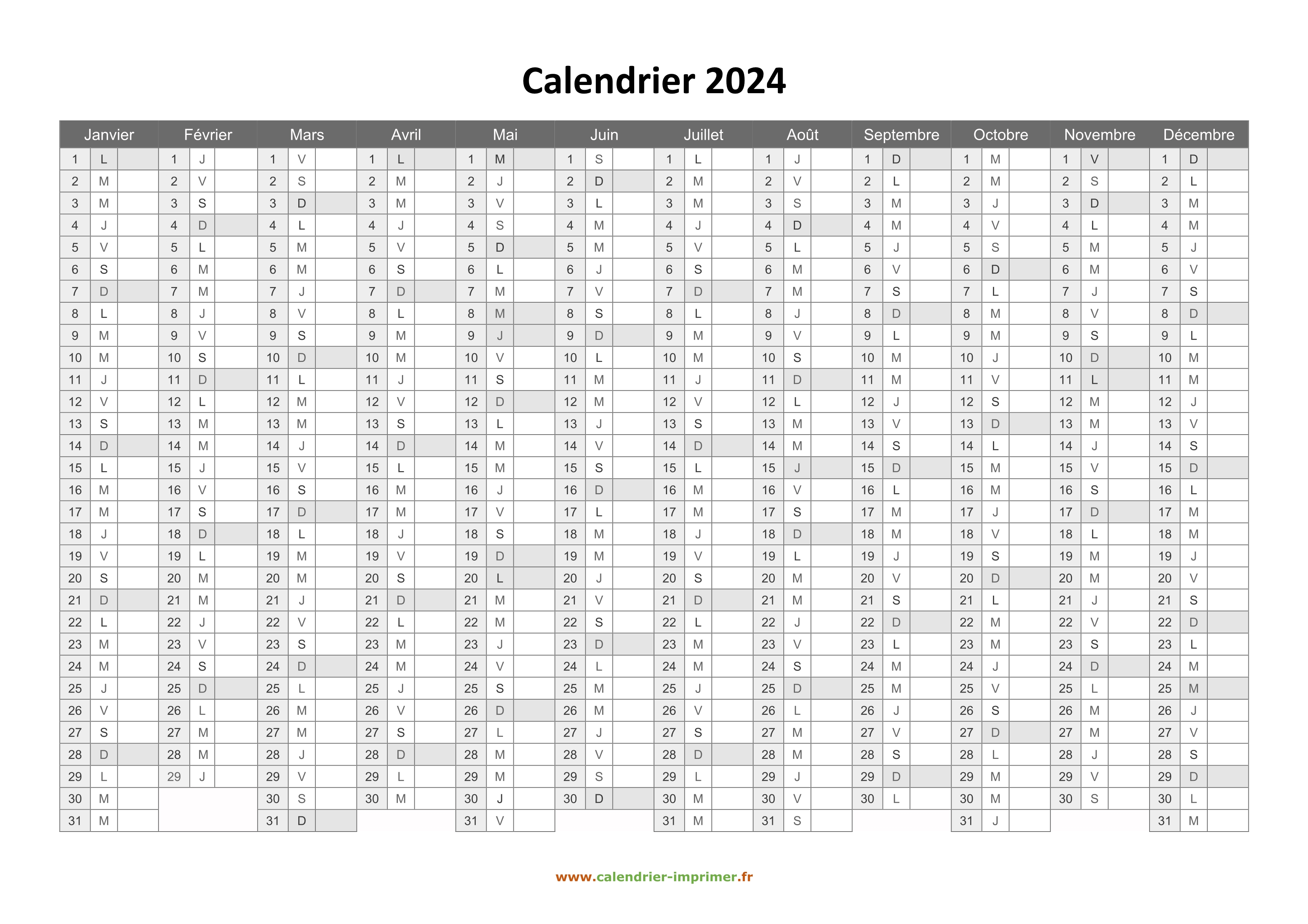 Calendrier 2024 Mensuel A Imprimer Images