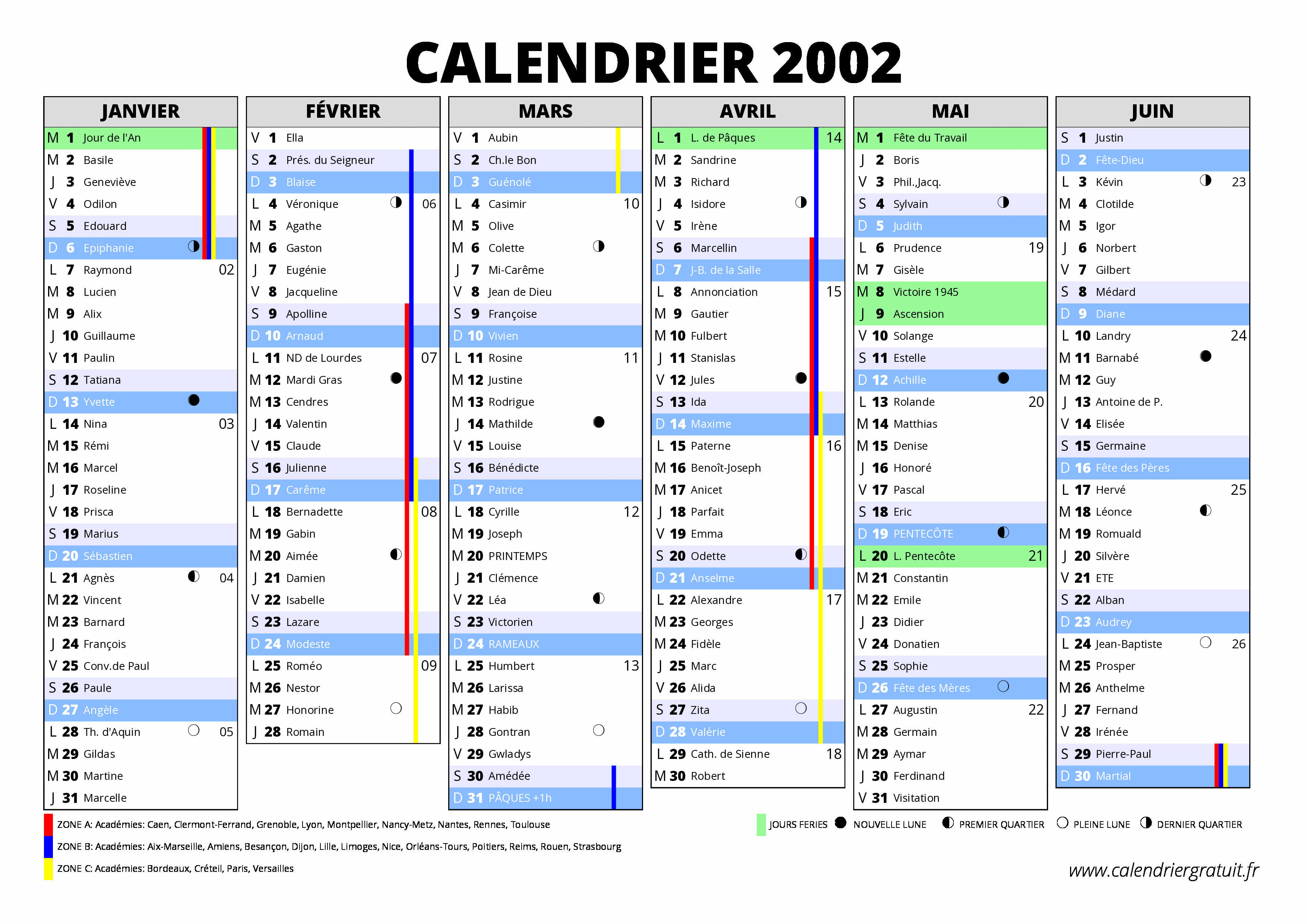 Calendrier 2002