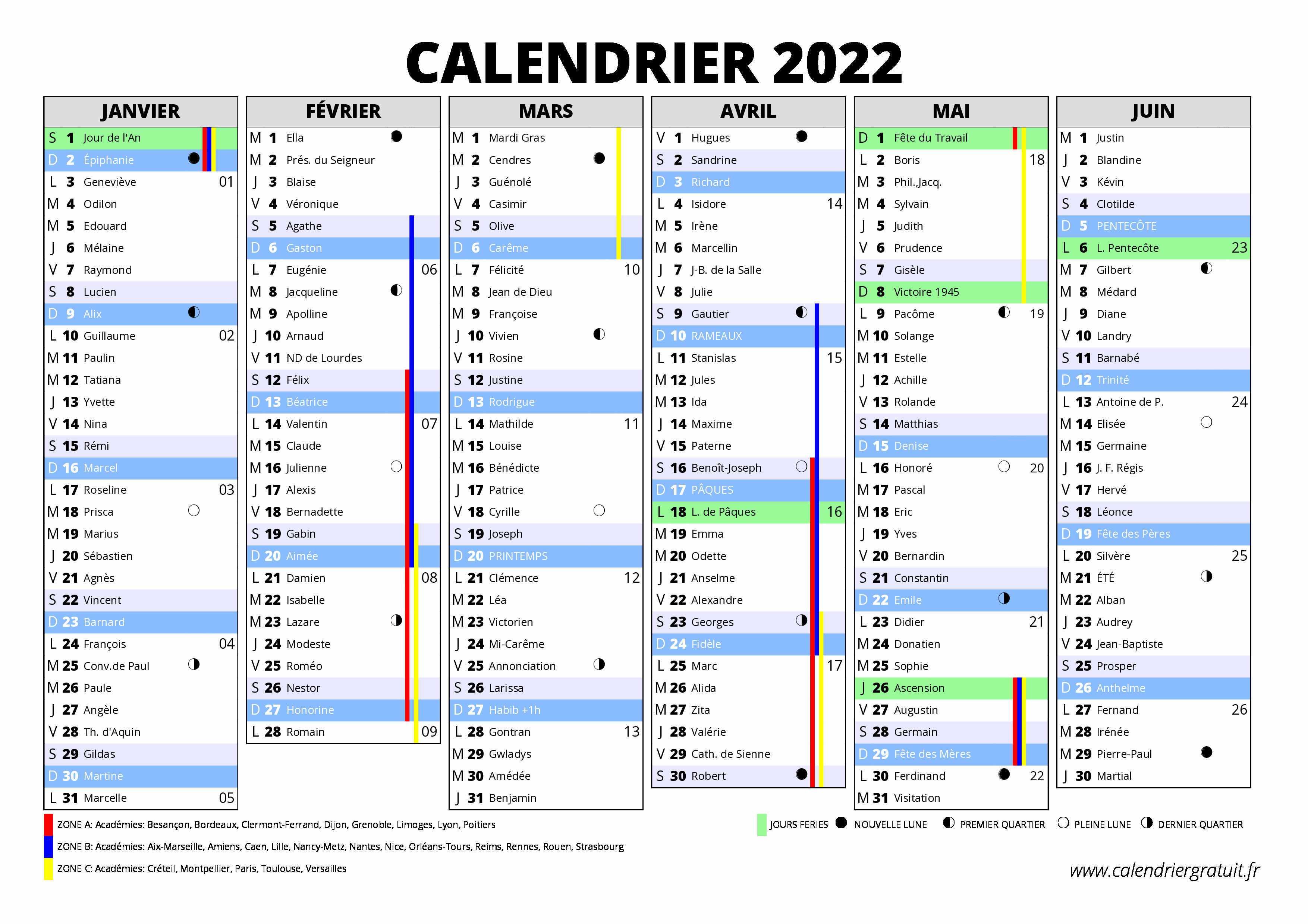 Calendrier 2022