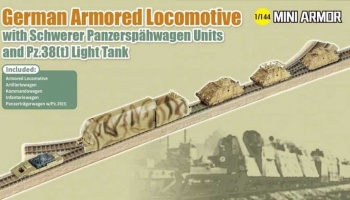 German Armored Locomotive with Schwerer Panzerspähwagen Units and Pz.38(t) Light Tank (1:144) - Dragon