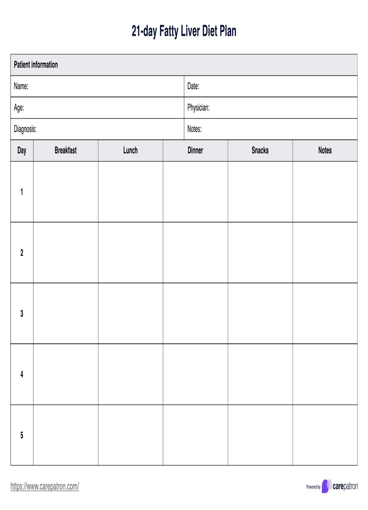 21 päivän rasvamaksa-ruokavaliosuunnitelma PDF Example