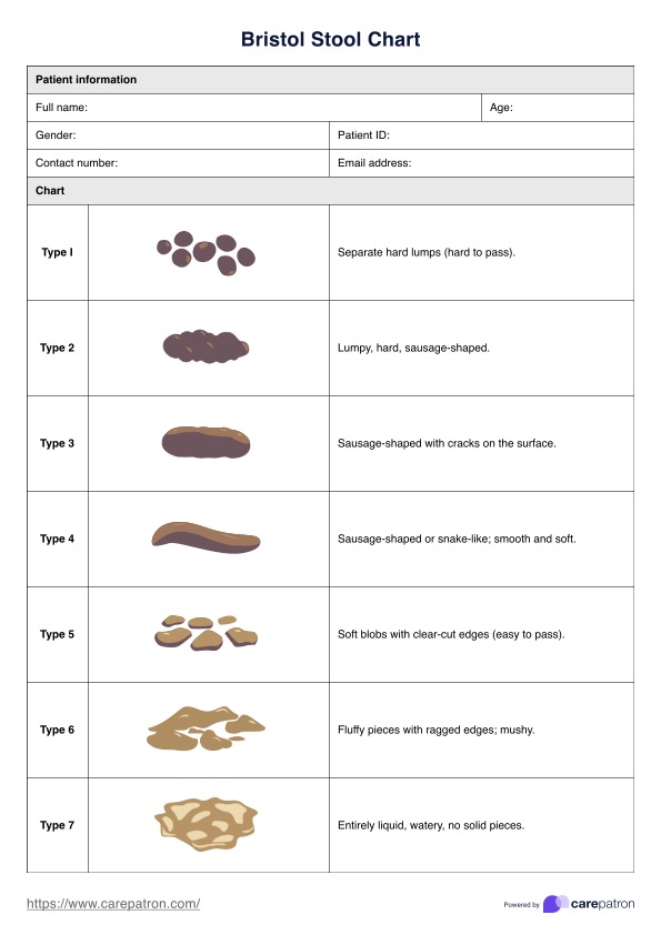 Bristol Stool Chart PDF Example