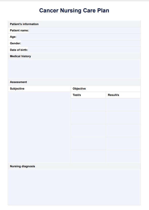 Kreftsykepleieplan PDF Example