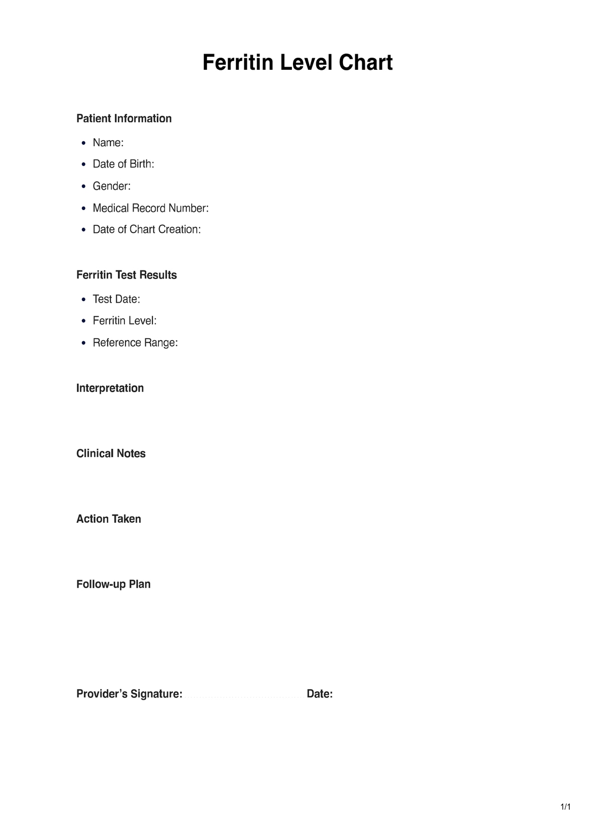 Ferritin Level PDF Example