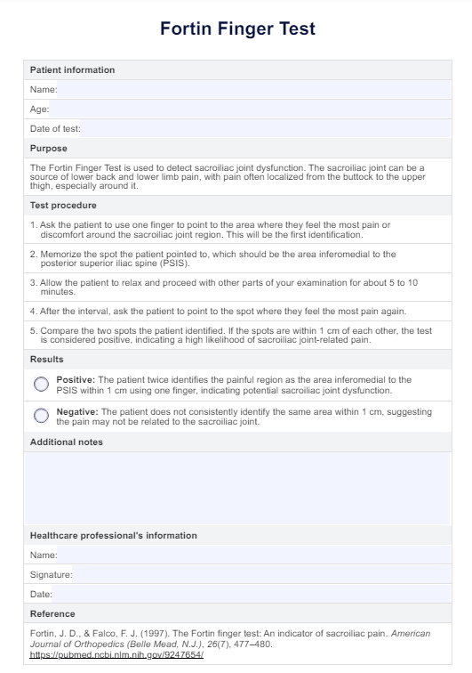 Fortin Finger Test PDF Example