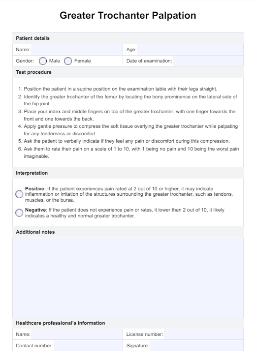 Greater Trochanter Palpation PDF Example