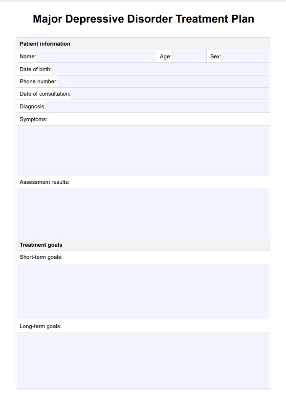 แผนการรักษาโรคซึมเศร้าที่สำคัญ PDF Example