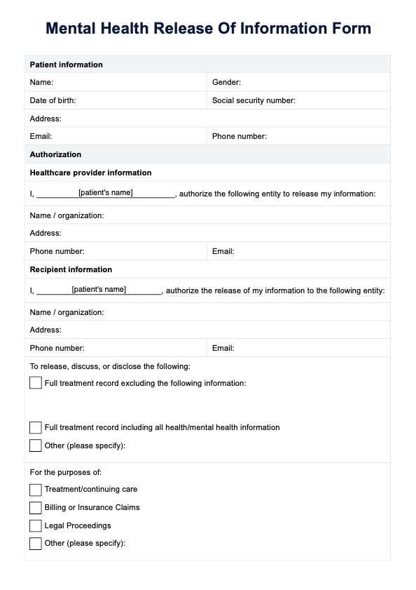 แบบฟอร์มการเผยแพร่ข้อมูลด้านสุขภาพจิต PDF Example