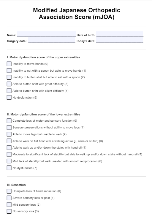 mJOA Score PDF Example