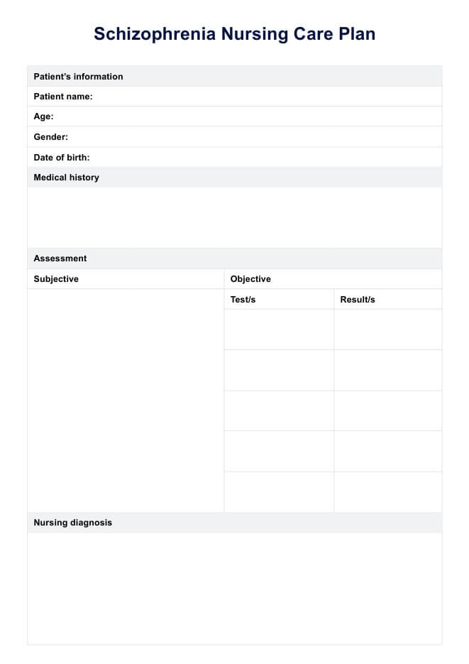 แผนการดูแลพยาบาลโรคจิตเภท PDF Example