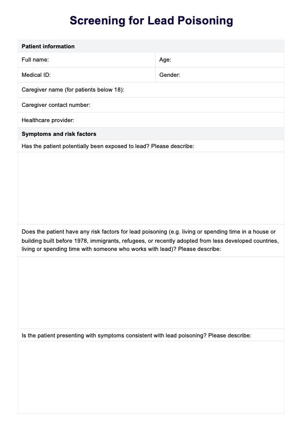 Screening for Lead Poisoning PDF Example