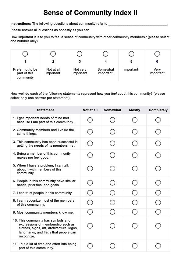 Sense of Community Index PDF Example