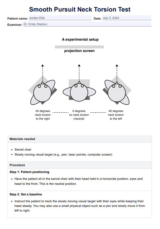 Smooth Pursuit Neck Torsion Test PDF Example