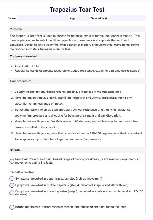 Trapezius Tear Test PDF Example