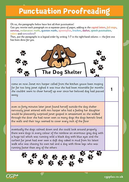 Punctuation Proofreading — The Dog Shelter (Year 6)