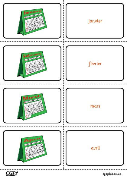 Months — Flashcards (Years 3-4 French) | CGP Plus