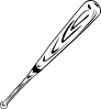 Baseball Bat (b And W) Clip Art