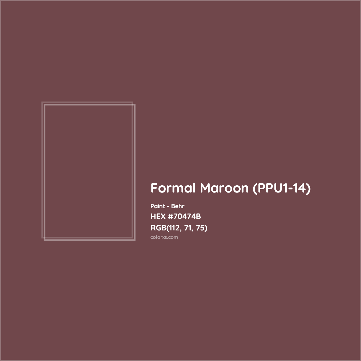 HEX #70474B Formal Maroon (PPU1-14) Paint Behr - Color Code