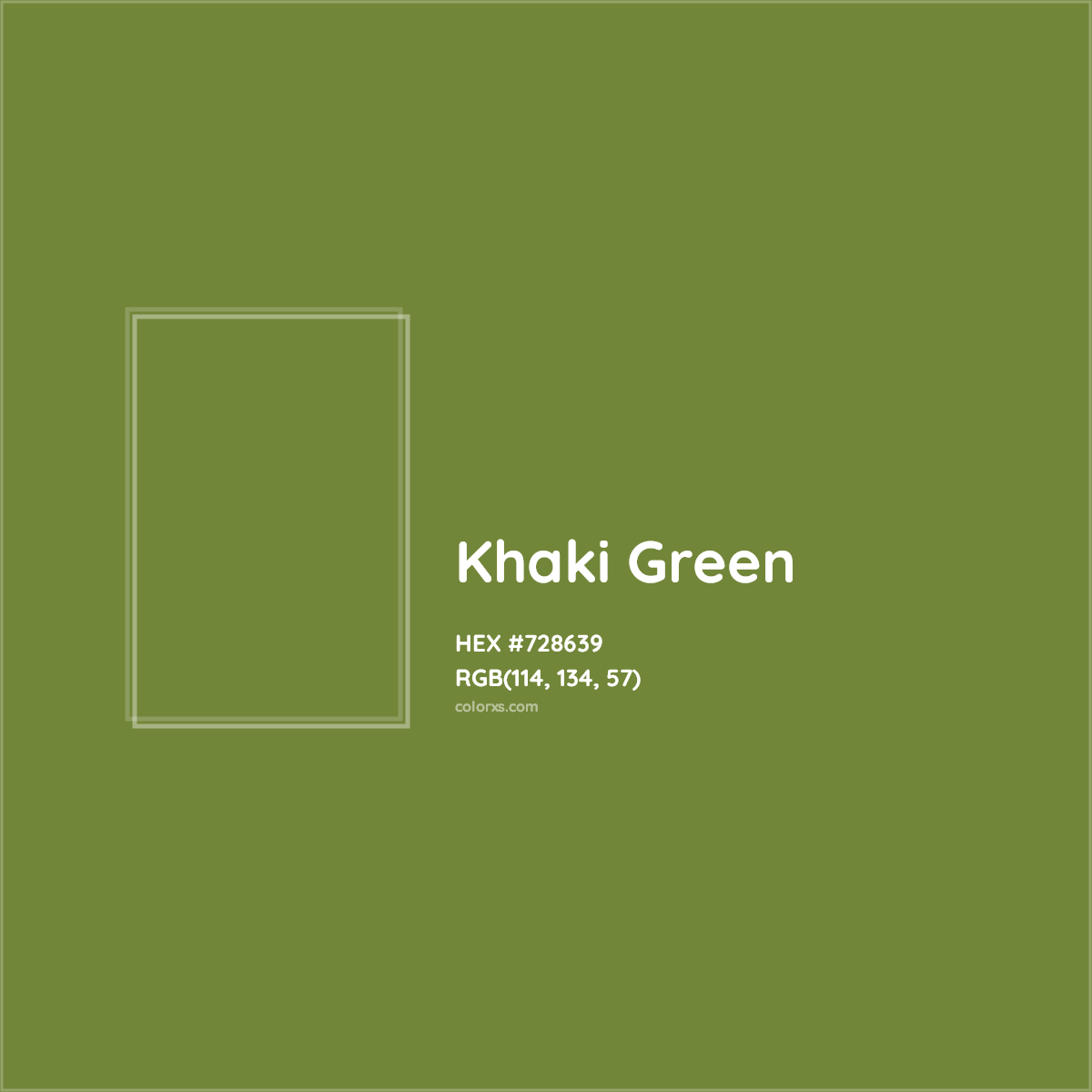 HEX #728639 Khaki Green Color - Color Code