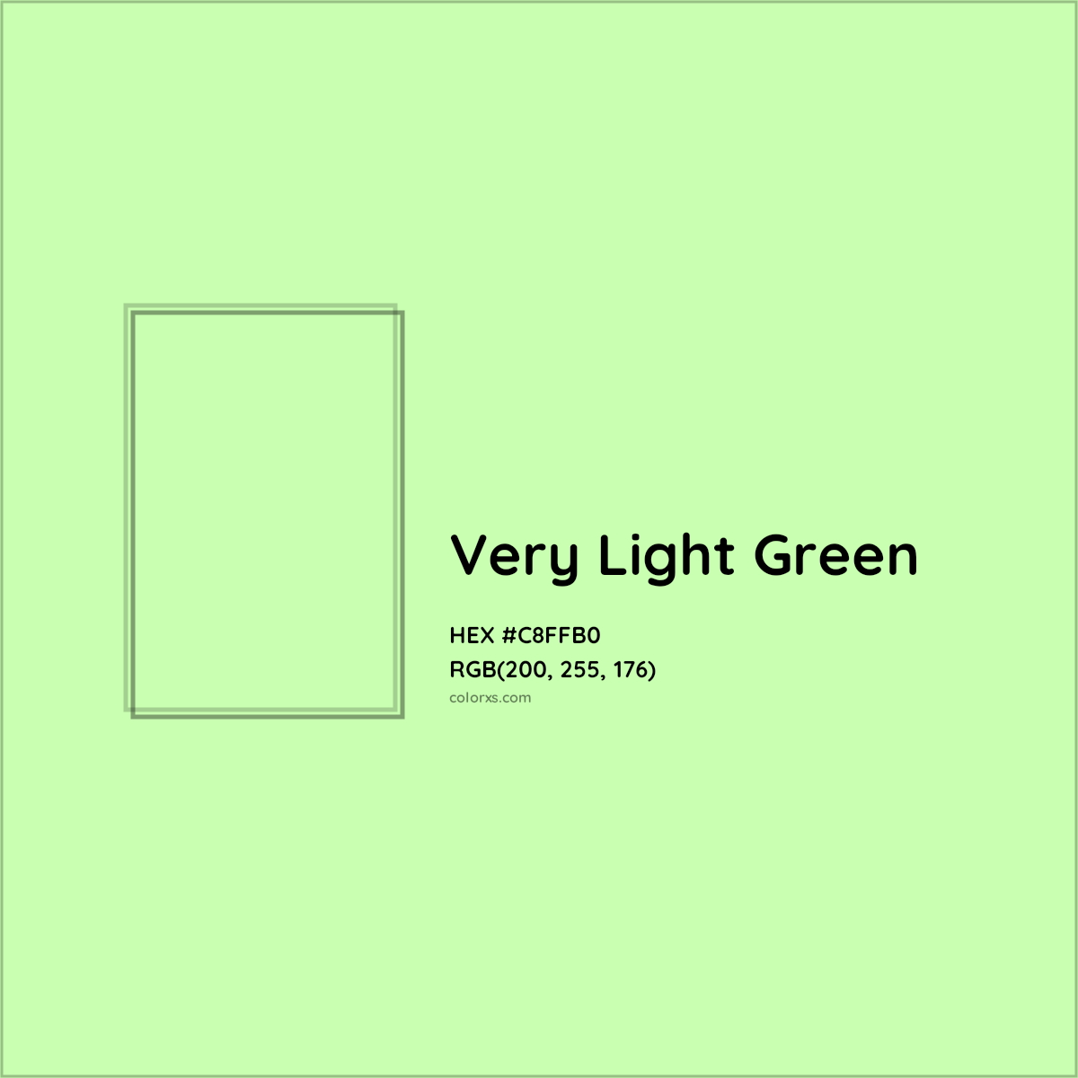 HEX #C8FFB0 Very Light Green Color - Color Code