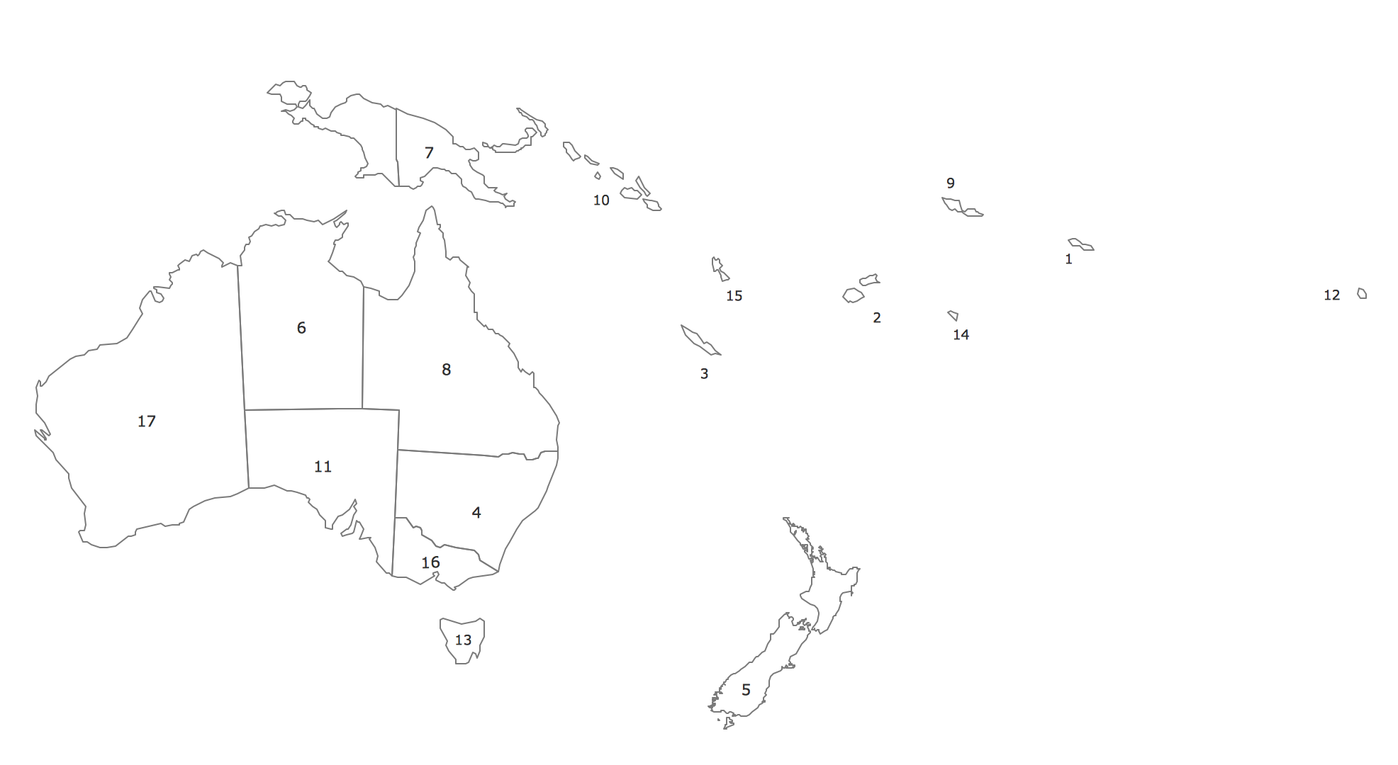 Simple Map Of Oceania