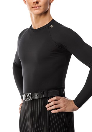 RS Atelier Mens Mirko Open Neck Latin Dance Top-Black