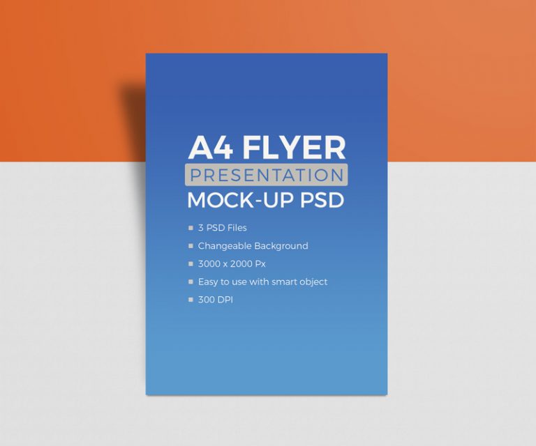 3 High Quality A4 Size Free Flyer Mockup PSD Files