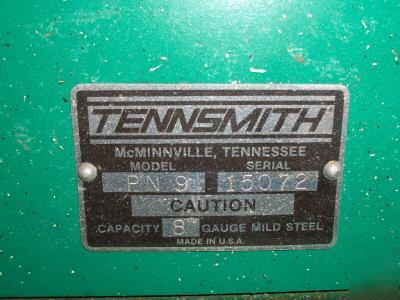 Tennsmith model PN9, 8 ga. hydraulic power notcher