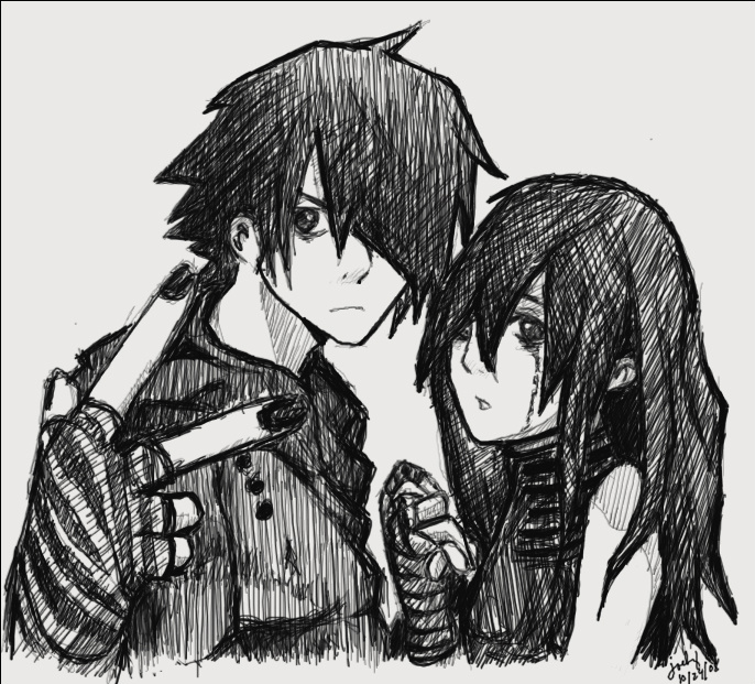 Emo Couple Drawing Amazing