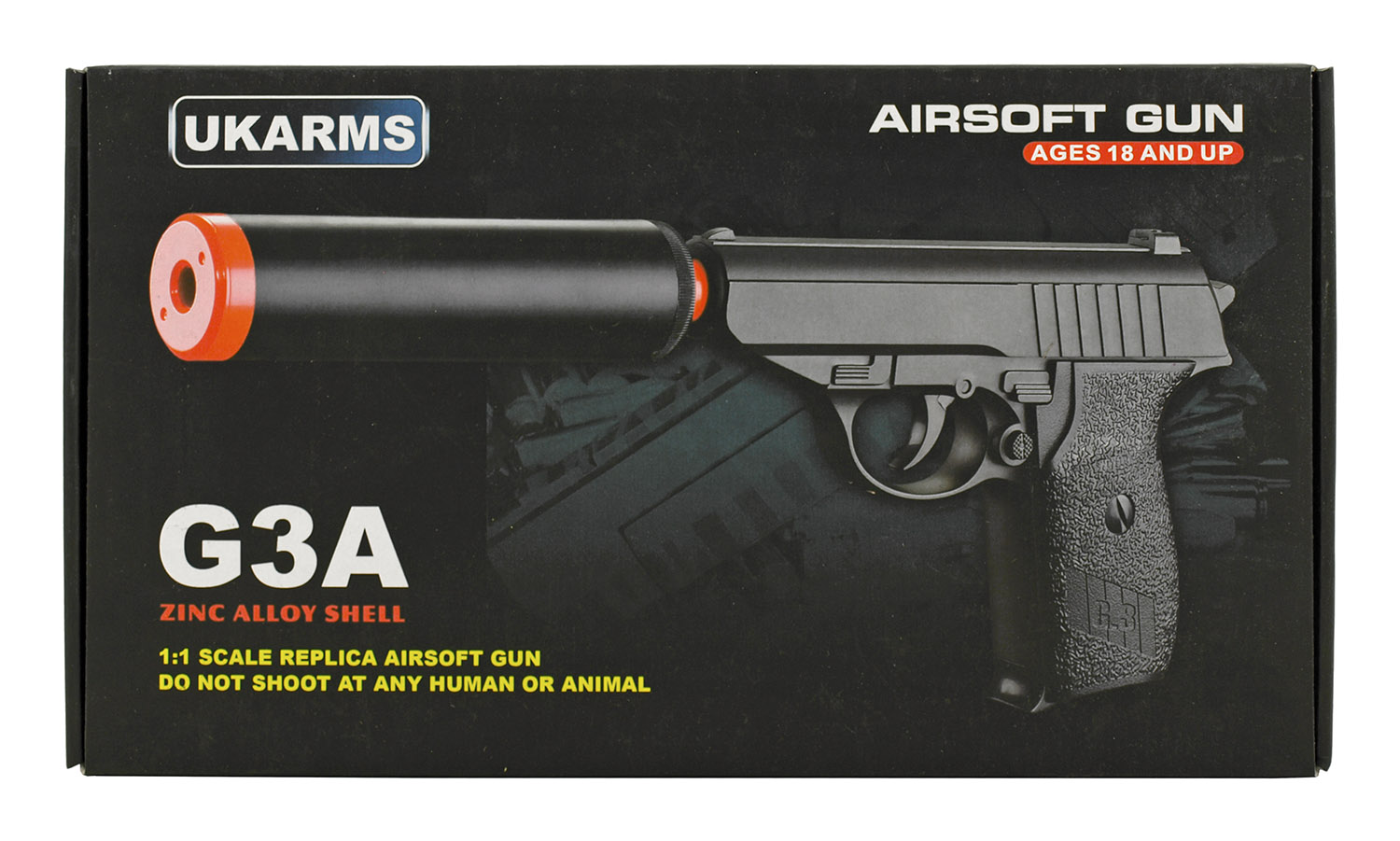 UK Arms G3A Spring Powered Airsoft BB Pistol Handgun - Black