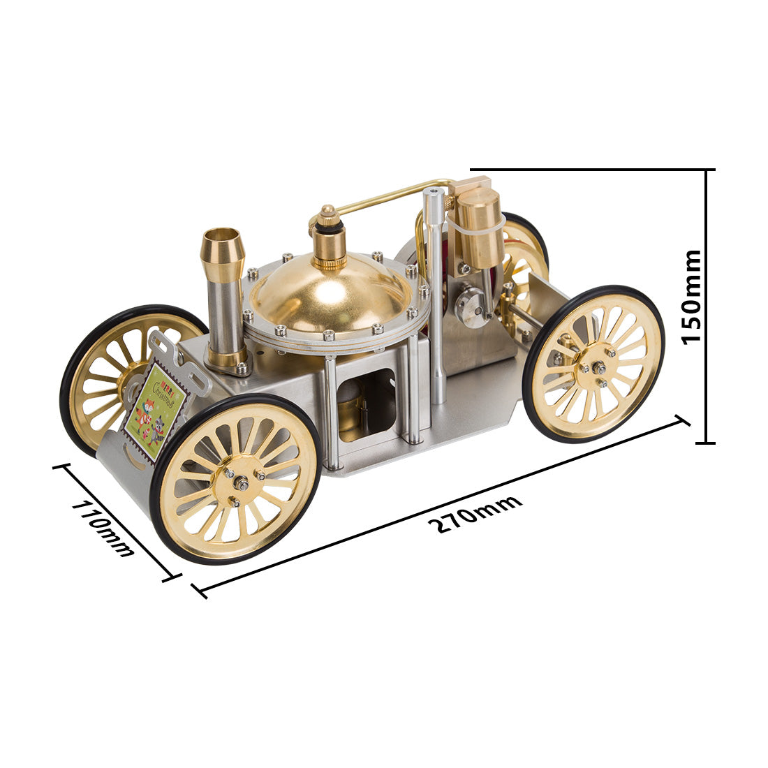 ENJOMOR Antique Metal Steam-Powered Car Model Retrol Steam Engine Model Car STEM Toy Christmas Gift Collection