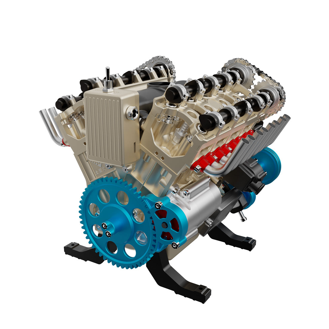 V8 Engine Model Kit that Works - Build Your Own V8 Engine - TECHING 1: 3 Full Metal V8 Car Engine Model Kit 500+Pcs