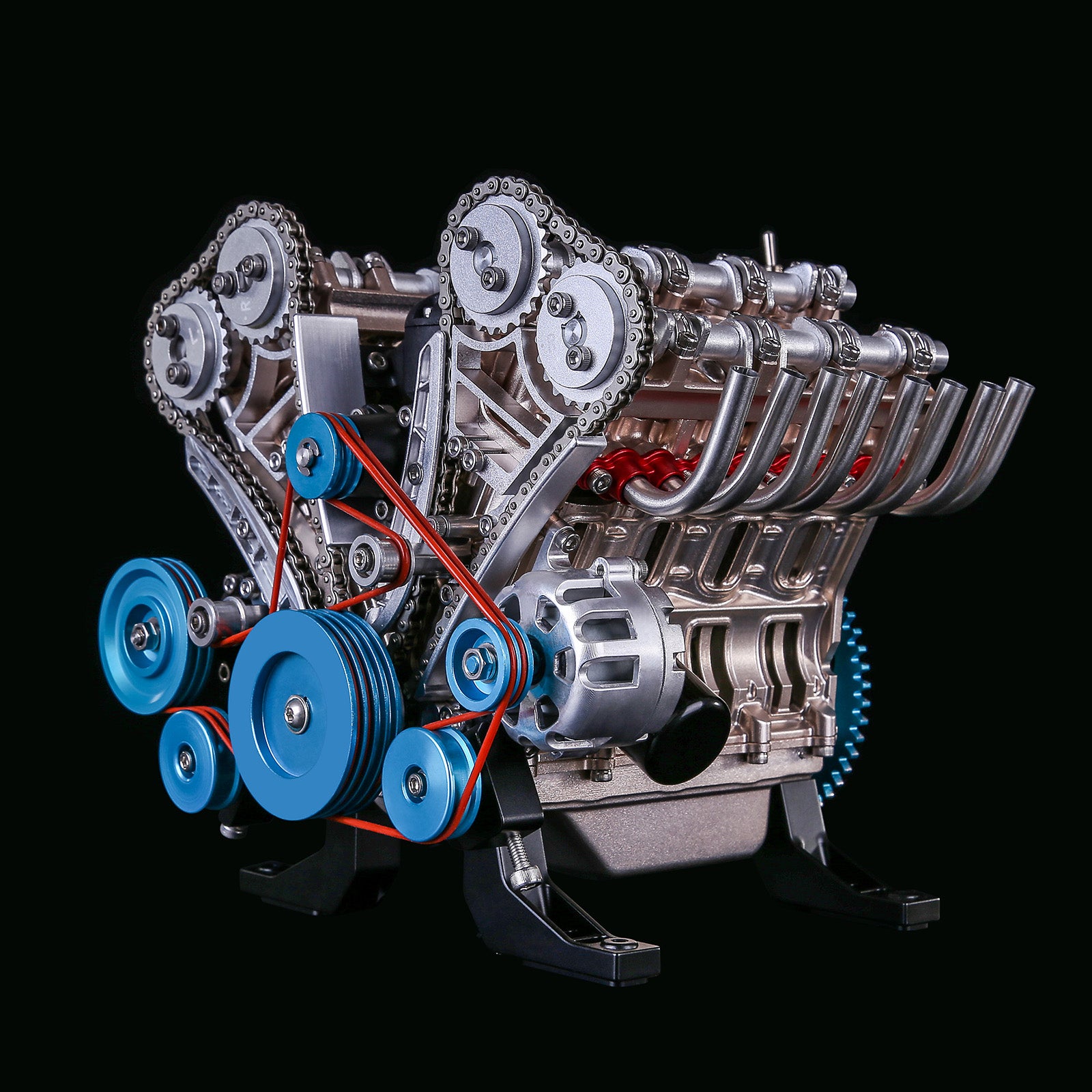 V8 Engine Model Kit that Works - Build Your Own V8 Engine - TECHING 1: 3 Full Metal V8 Car Engine Model Kit 500+Pcs