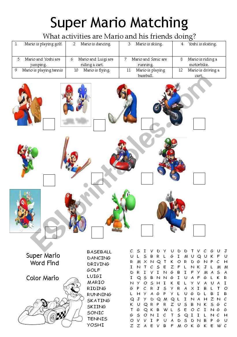 Free Printable Super Mario Activity Sheets