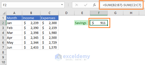 Adding And Subtracting In Excel In One Formula Easy Way Exceldemy