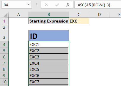 How To Increment A Value By Row Or Column In Excel