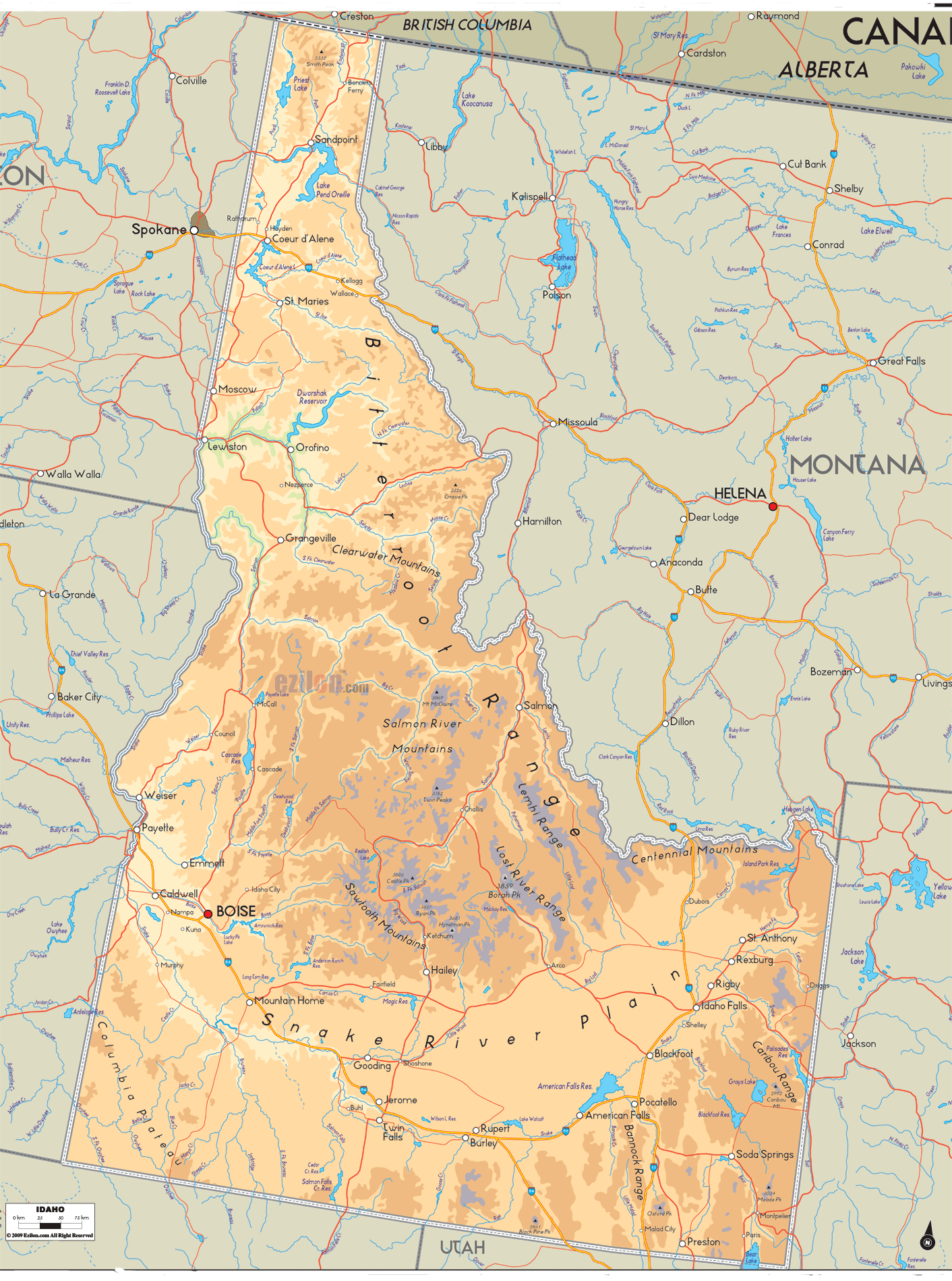 Printable Map Of Idaho