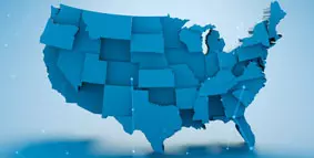 US map in shades of blue