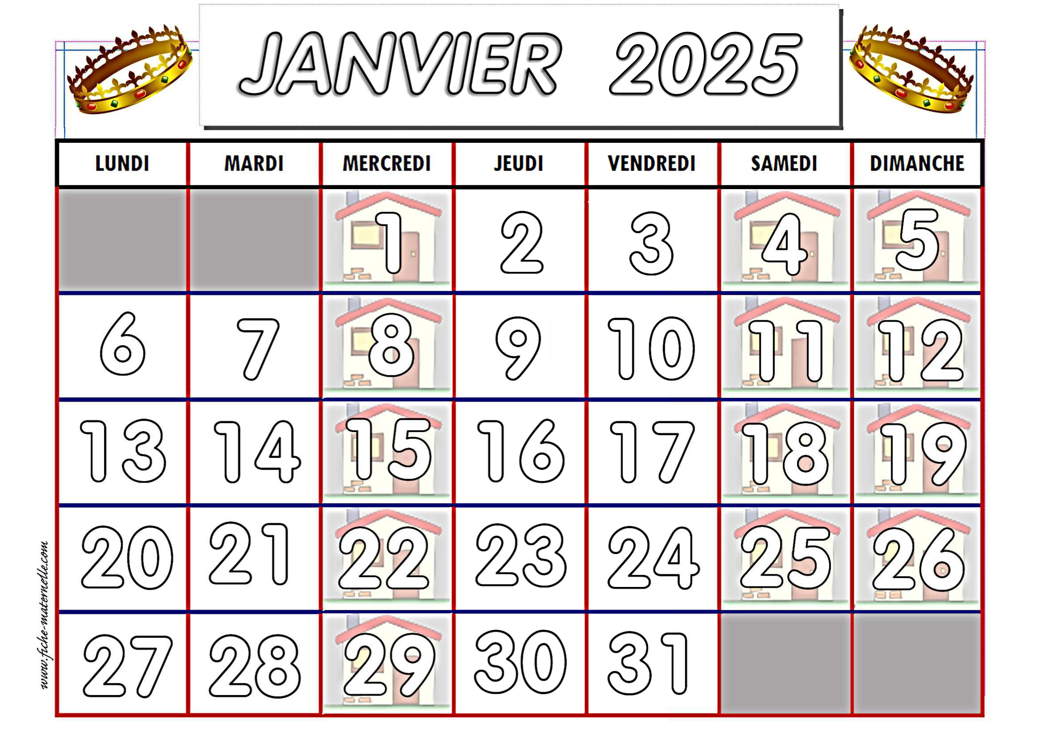 Calendrier Janvier 2024 Maternelle - Fiann Jeralee