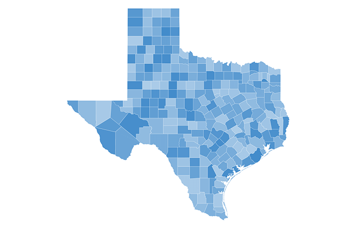 Texas Map With Clickable Counties for WordPress/HTML Websites