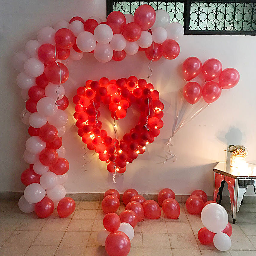 Glowing Red & White Balloon Decor