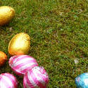 17349   Colorful chocolate Easter eggs on the ground