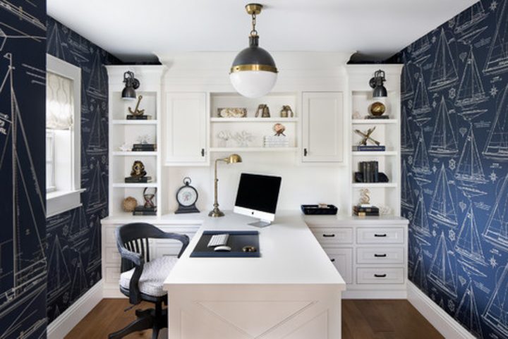 Small home office with nautical theme