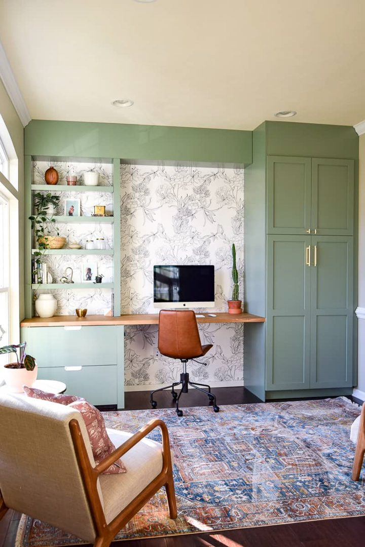 Desk built into a bookcase