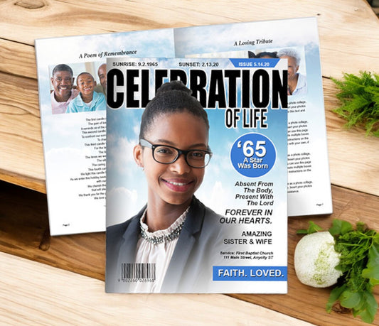 Celebration of Life Magazine Style Funeral Booklet Template